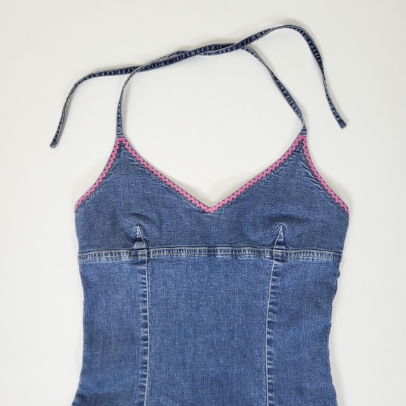 Vintage GUESS denim mini dress halter - Picture 5 of 10